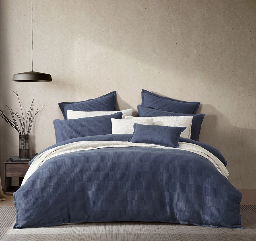 Caspian Quilt Cover Set Range Indigo