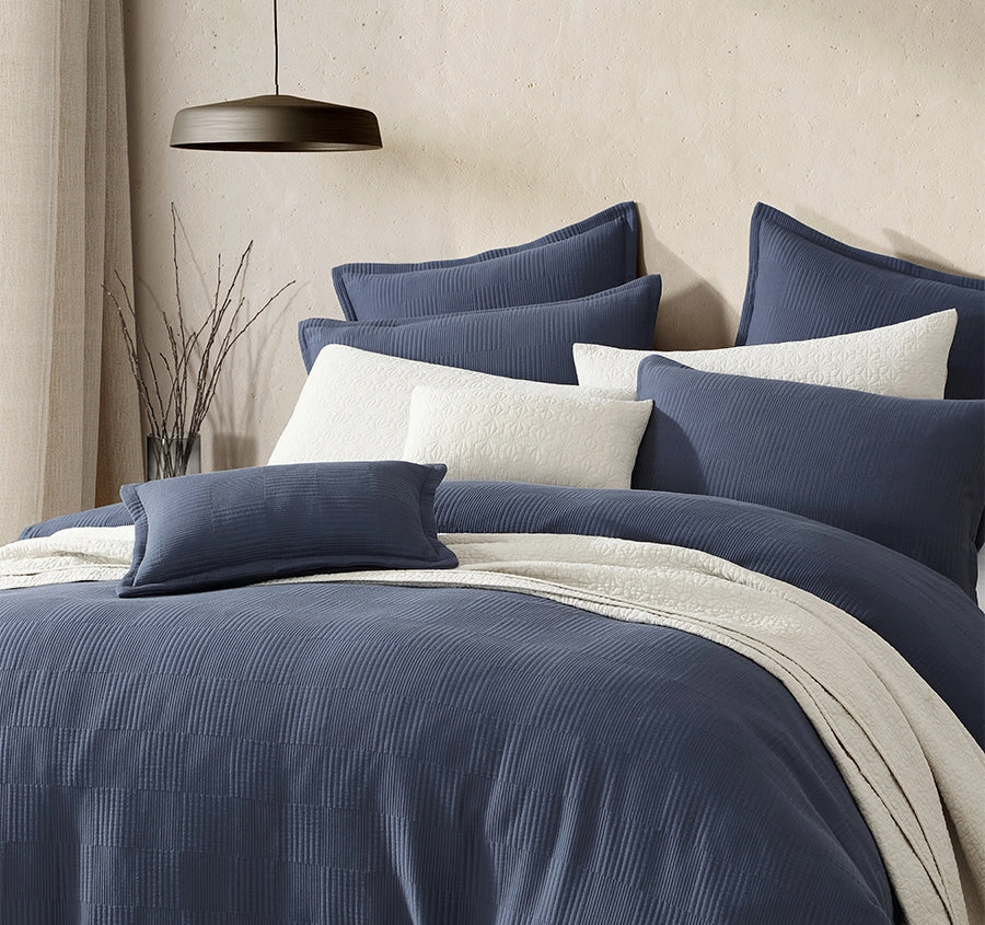 Caspian Quilt Cover Set Range Indigo