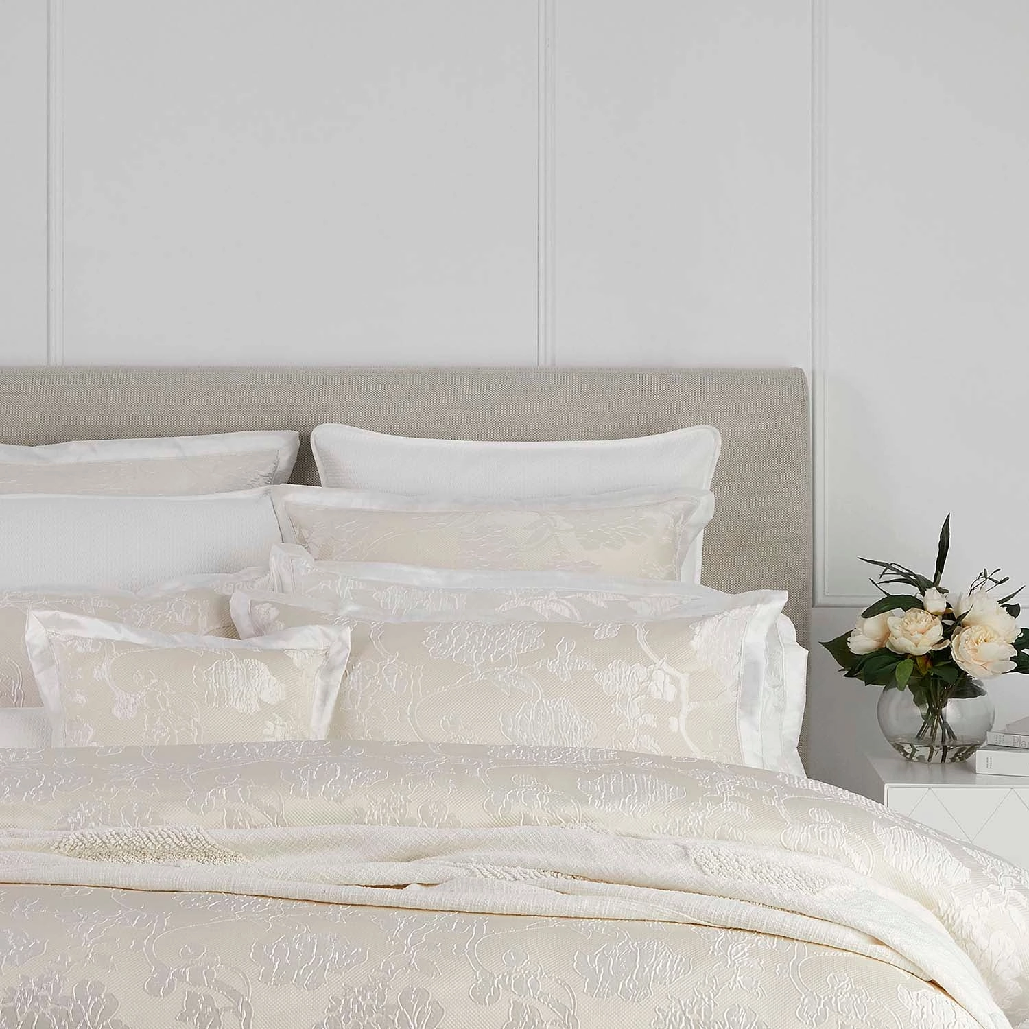 Catalina Quilt Cover Set Pearl By Logan and Mason Platinum