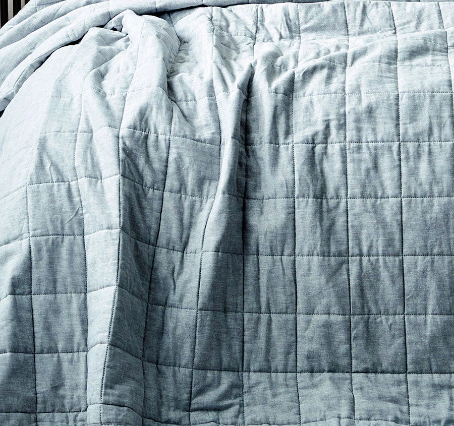 Chambray Bed Cover Bluestone