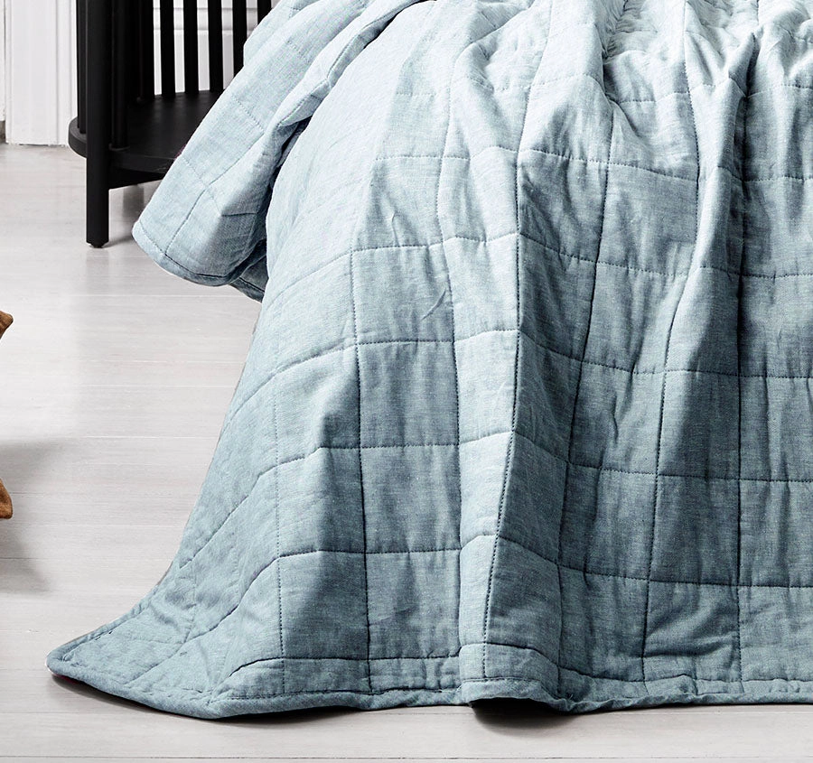 Chambray Bed Cover Bluestone