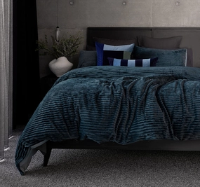 Channel Quilt Cover Set Range Petrol