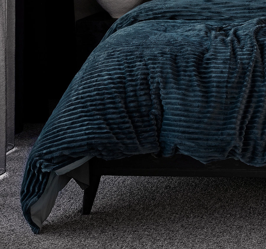 Channel Quilt Cover Set Range Petrol