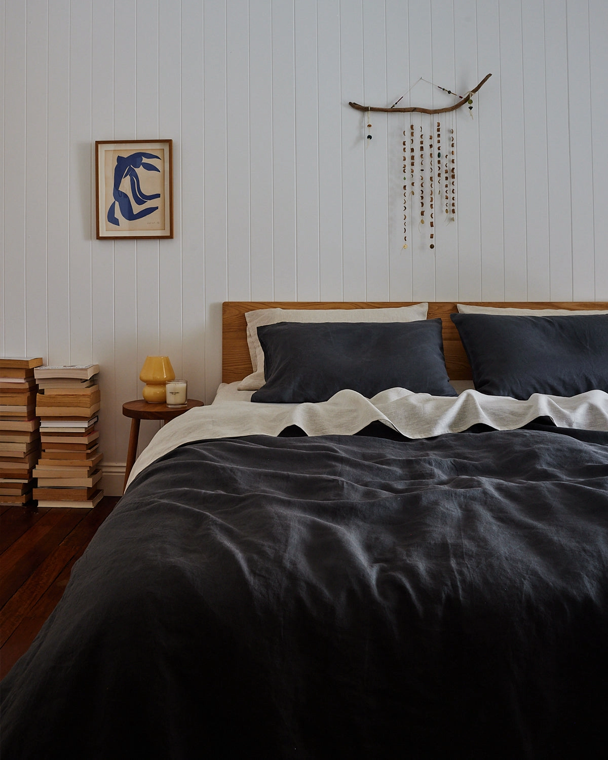 Charcoal 100% French Flax Linen Duvet Cover Set