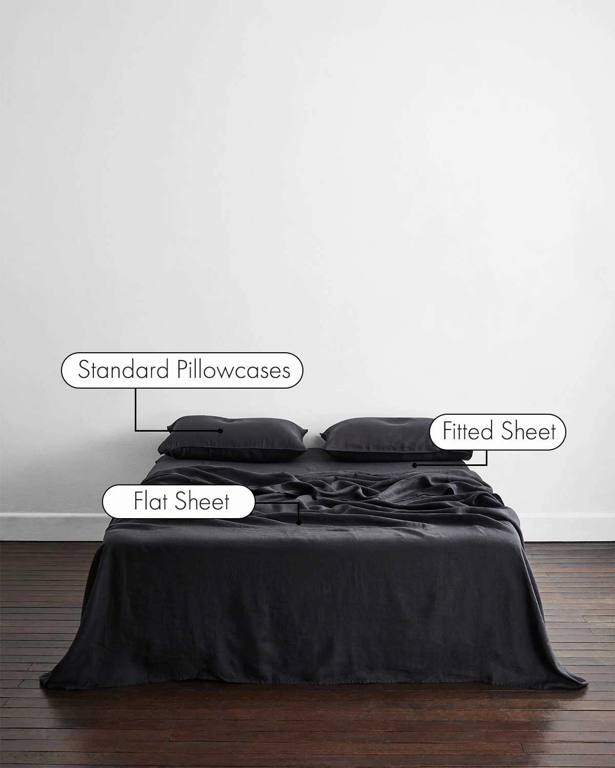 Charcoal 100% French Flax Linen Sheet Set