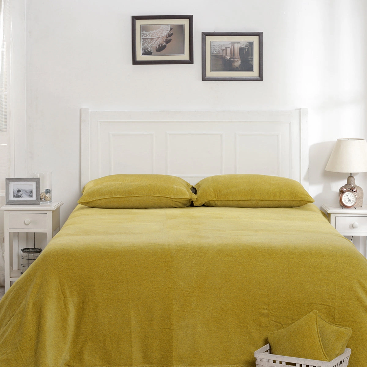 Charlotte Woven Acid Yellow/ Elephant Skin Bed Cover/Blanket