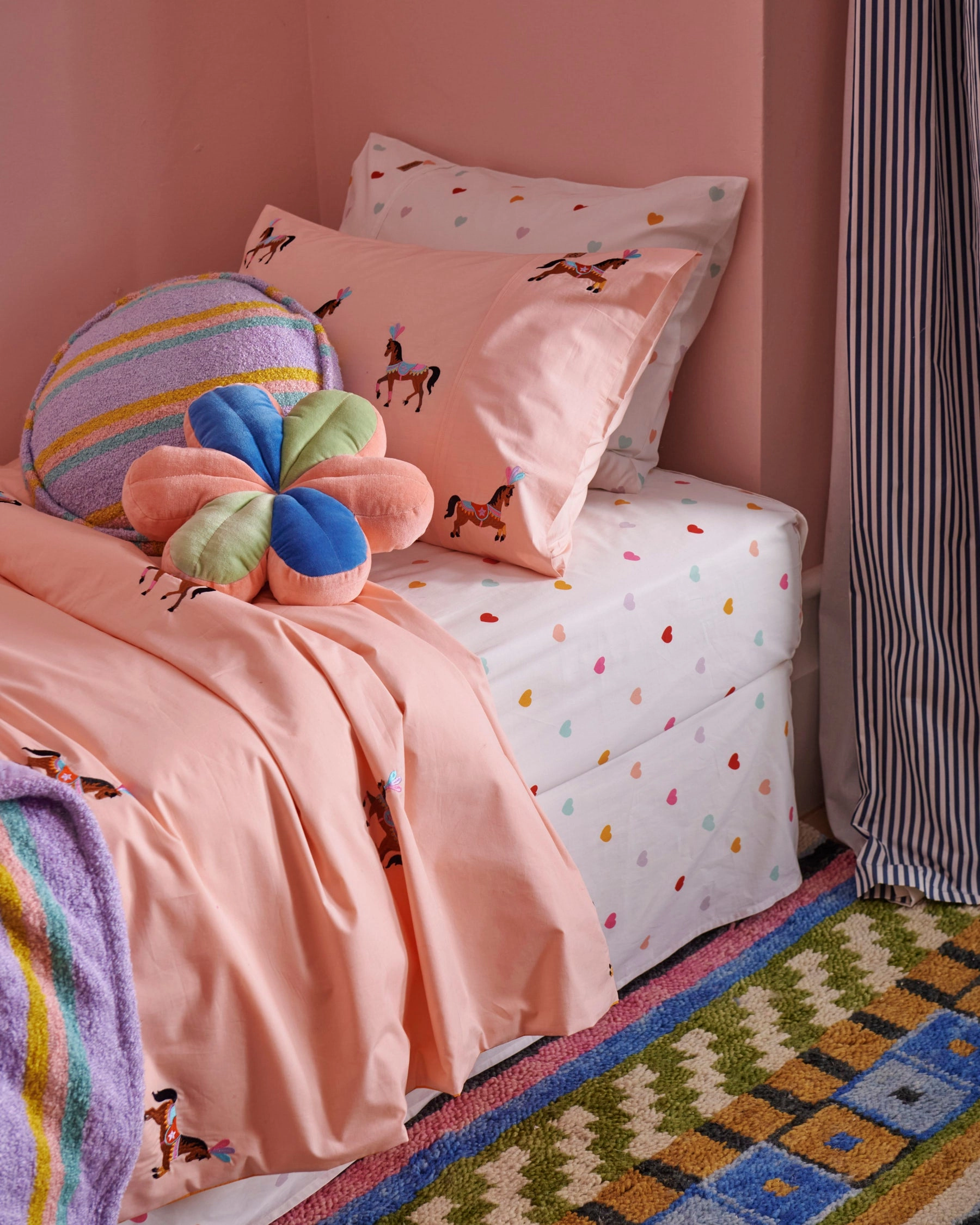 Circus Pony Embroidered Cotton Pillowcase