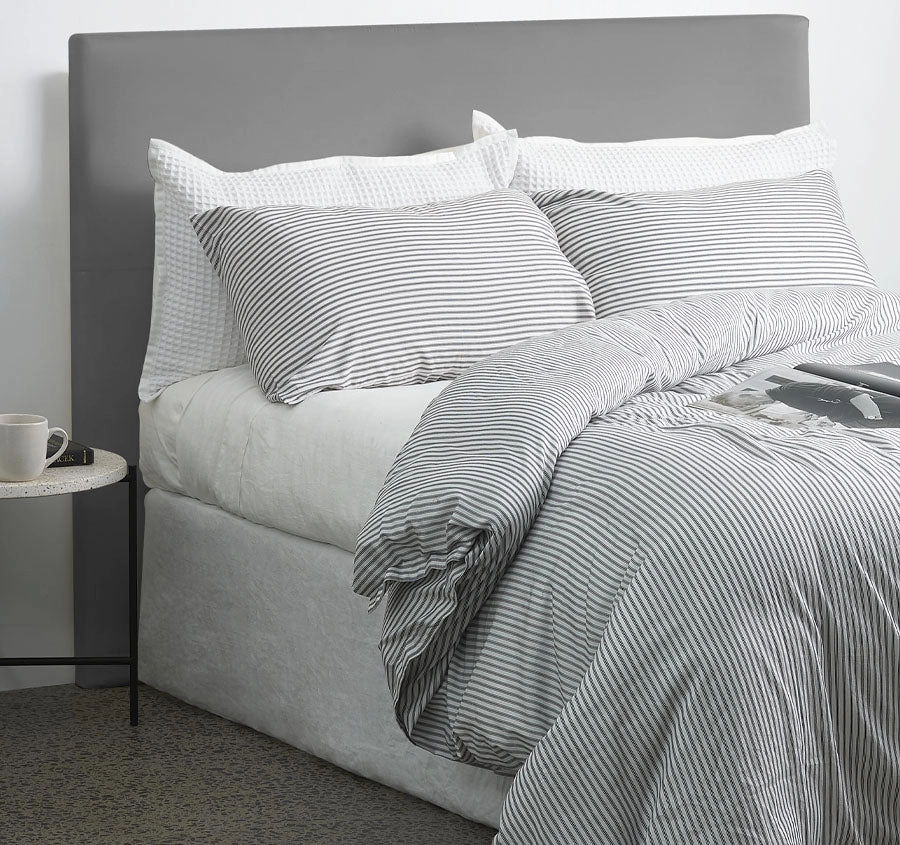 Classic Ticking Quilt Cover Set Range Black