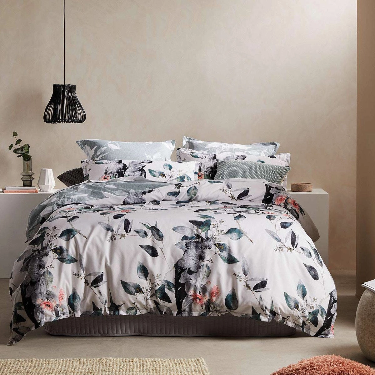 Cockatoo Black Quilt Cover Set by Logan & Mason