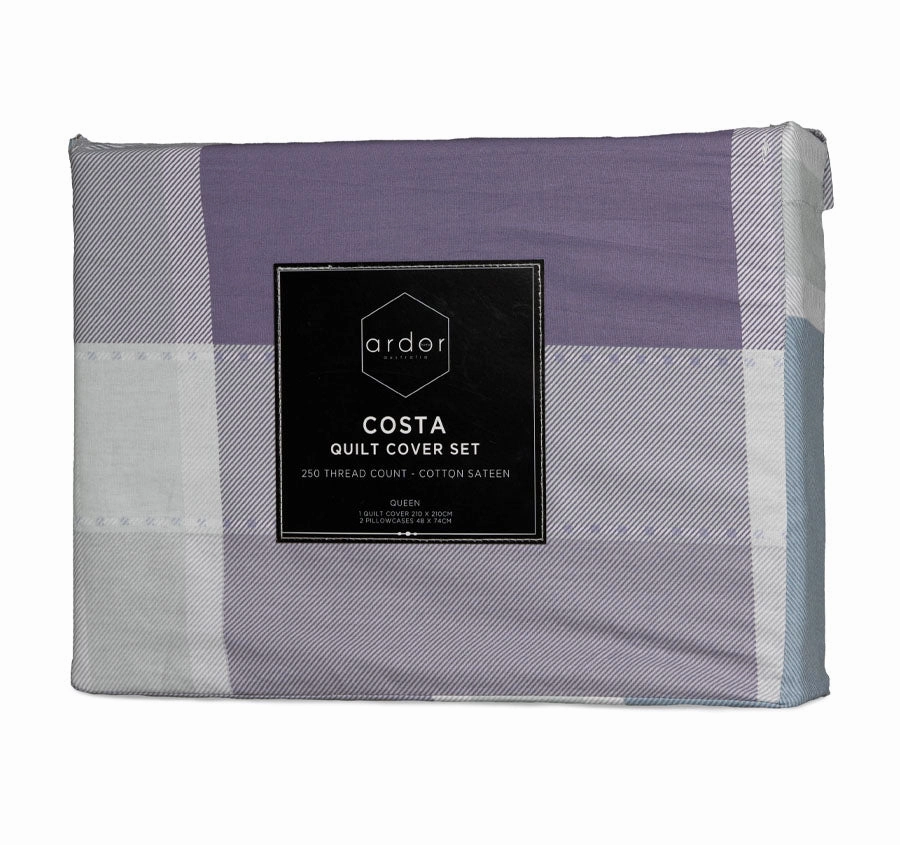 Costa Quilt Cover Set Range Mauve