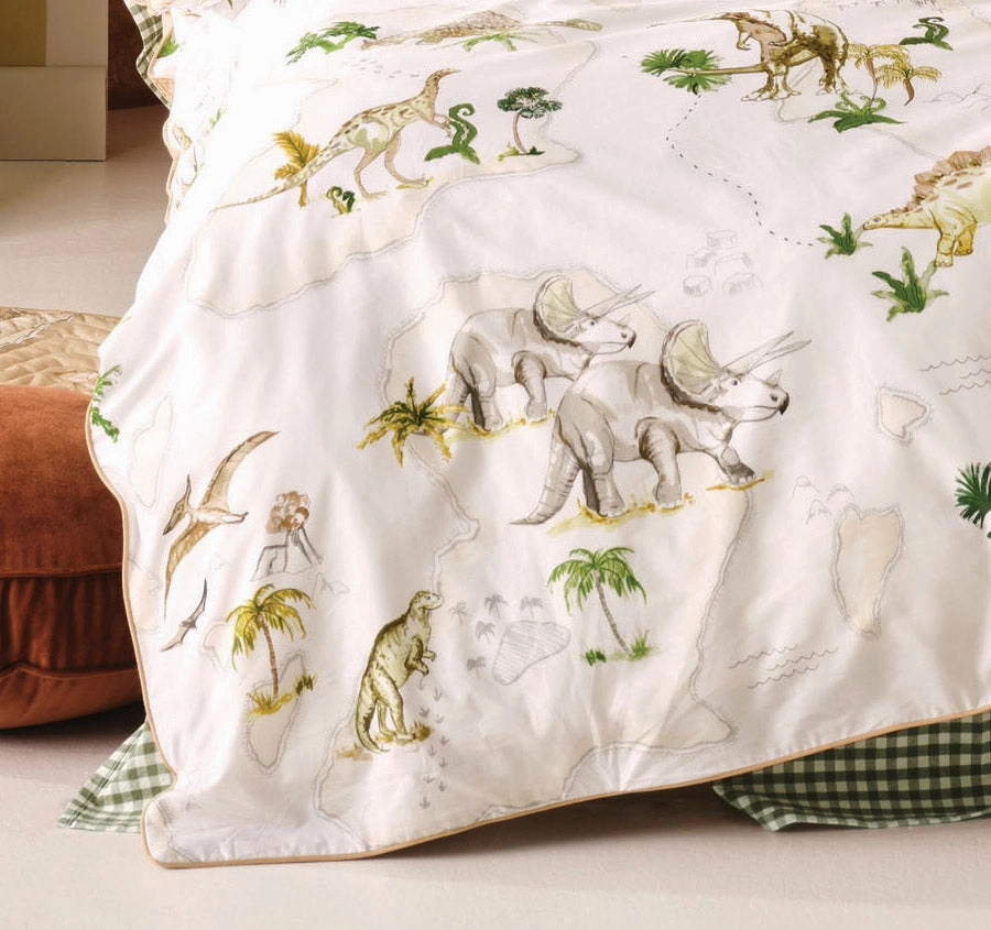 Dinosaur Map Quilt Cover Set Range Sand