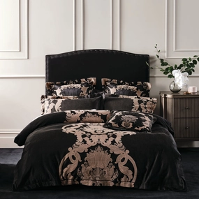 Dionisia Black Quilt Cover Set by GRACE Linen House