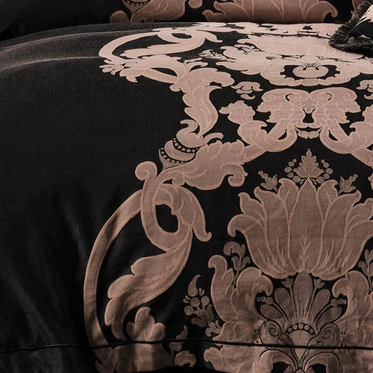 Dionisia Black Quilt Cover Set by GRACE Linen House