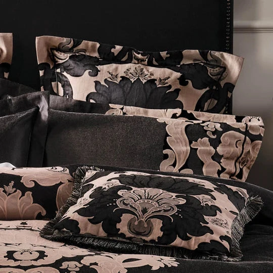 Dionisia Black Quilt Cover Set by GRACE Linen House