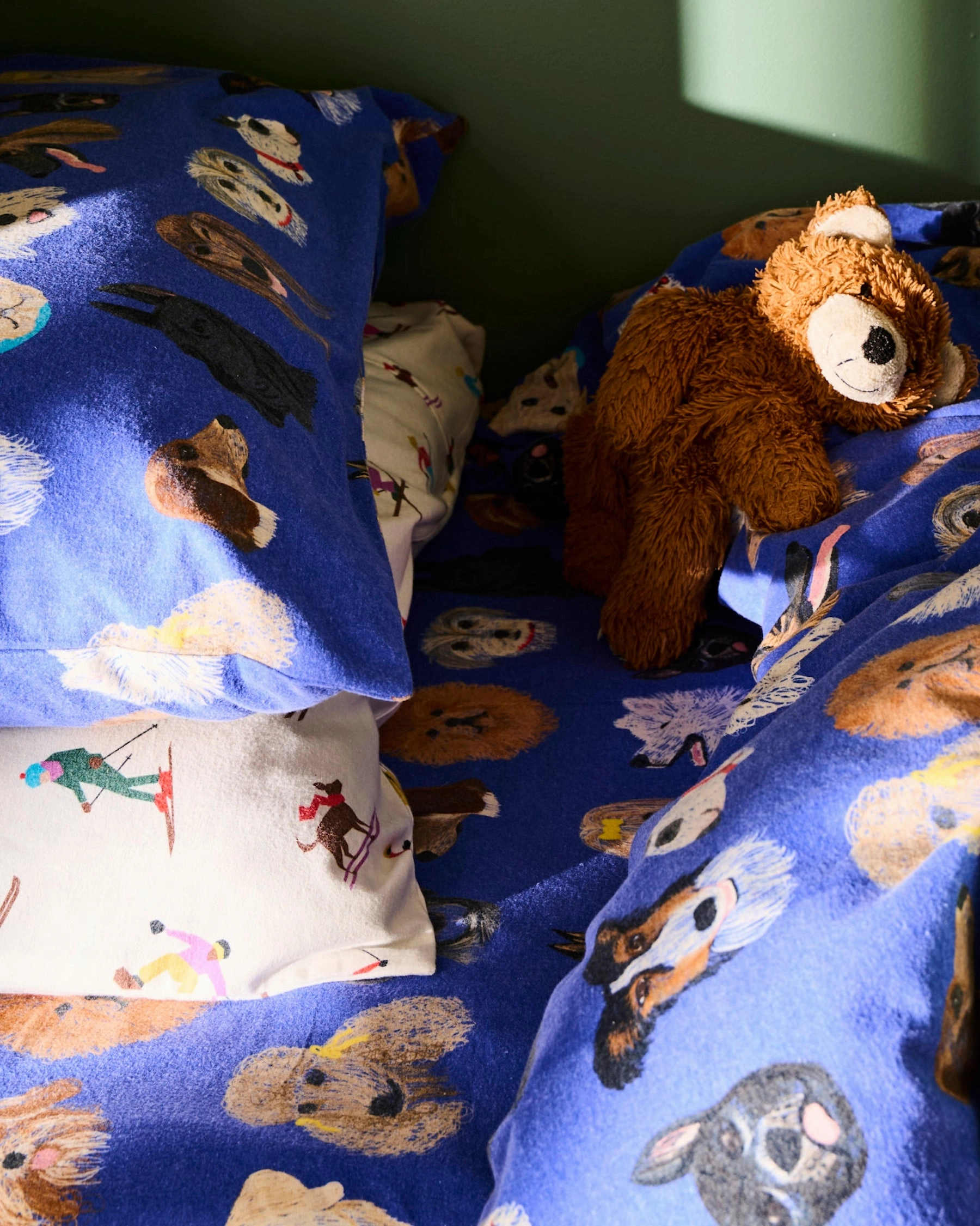 Dog Park Blue Flannelette Pillowcase