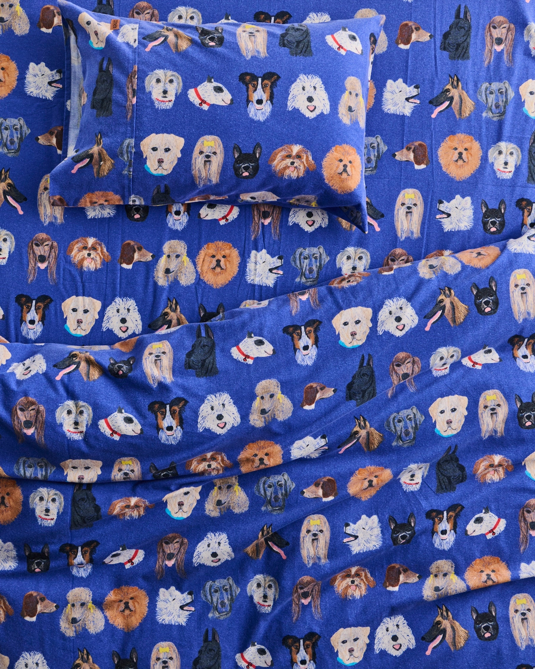Dog Park Blue Flannelette Pillowcase