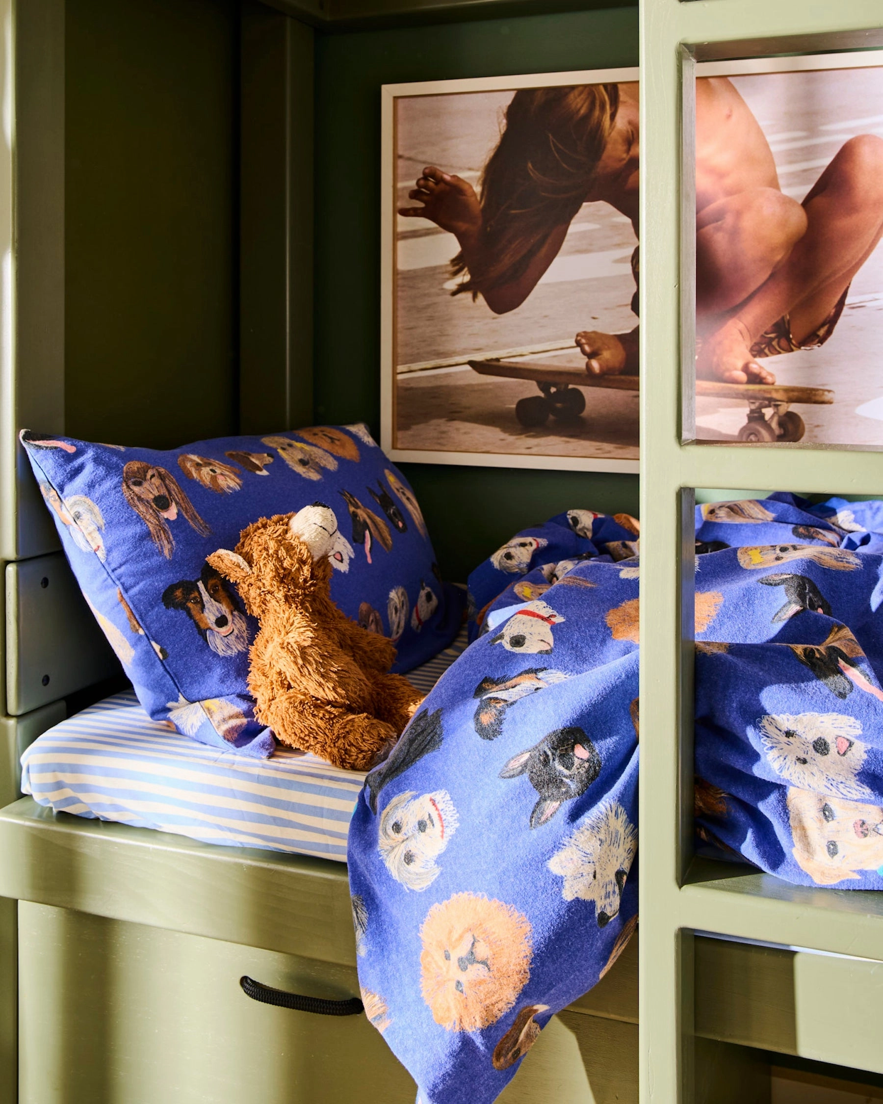 Dog Park Blue Flannelette Quilt Cover