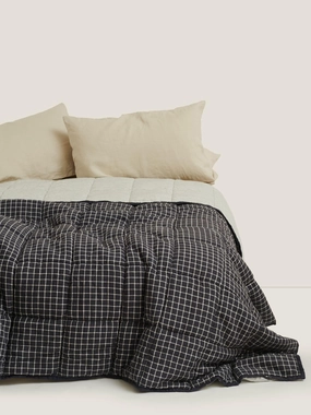 Double-sided Quilt Cover in French Navy/Pencil Stripes