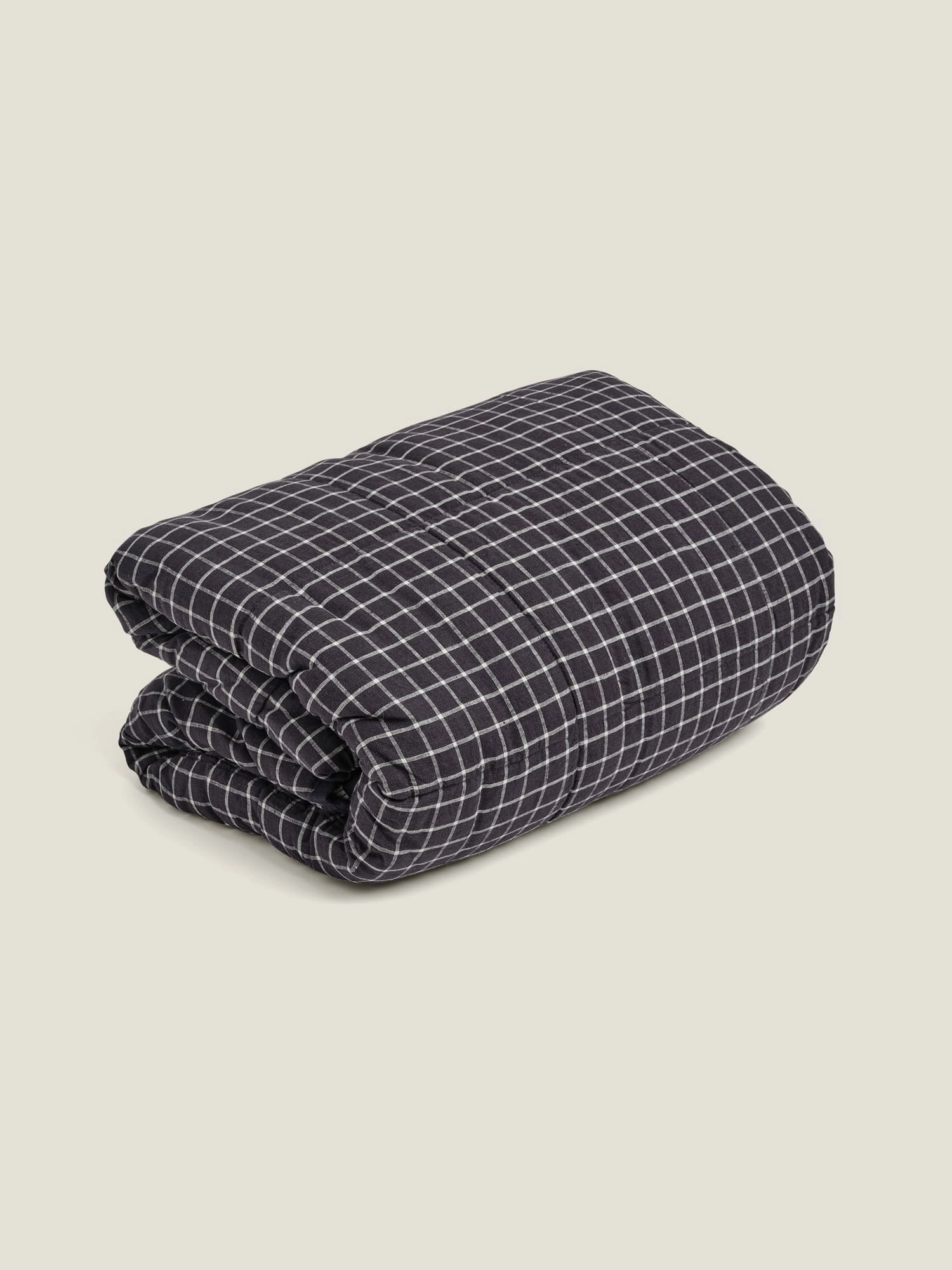 Double-sided Quilt Cover in French Navy/Pencil Stripes