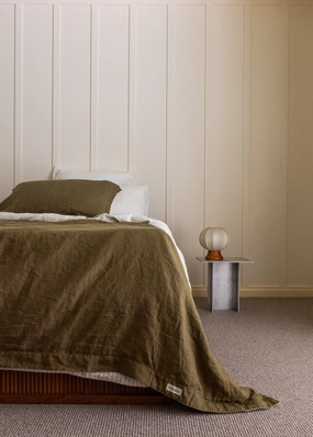DUVET COVER SET - OLIVE   OLIVE PINSTRIPE REVERSIBLE