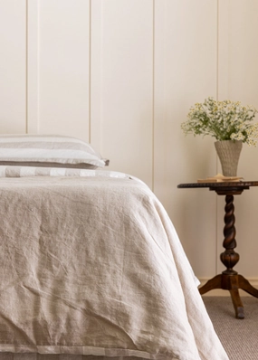 DUVET COVER SET - WIDE NATURAL STRIPE   NATURAL WOVEN REVERSIBLE