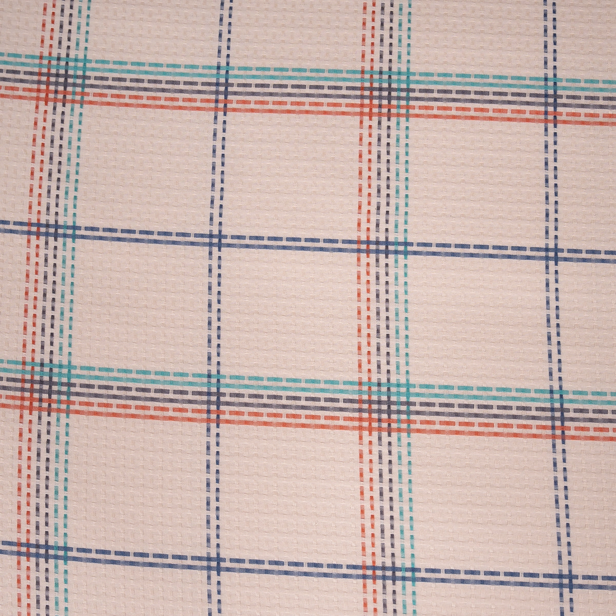 Eclectic Geo Mosaic Plaid Woven 100% Cotton Blue Duvet Cover with Pillow Case