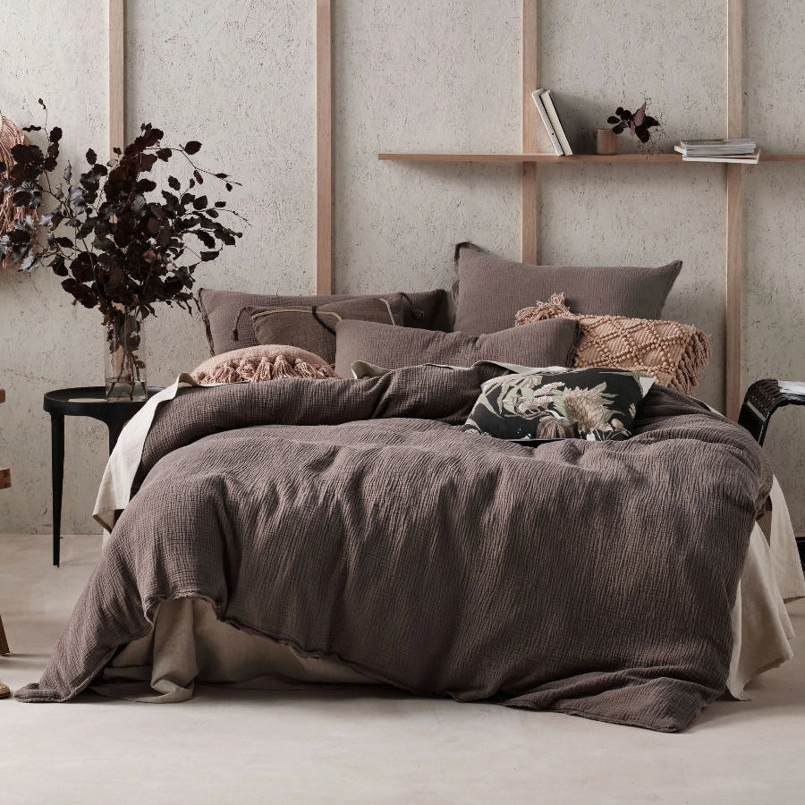 Elysian Mocha Quilt Cover Set by Linen House