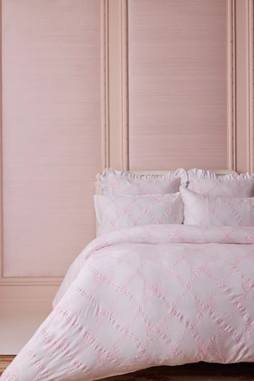 Embroidered Bow Duvet Cover   Sham Set