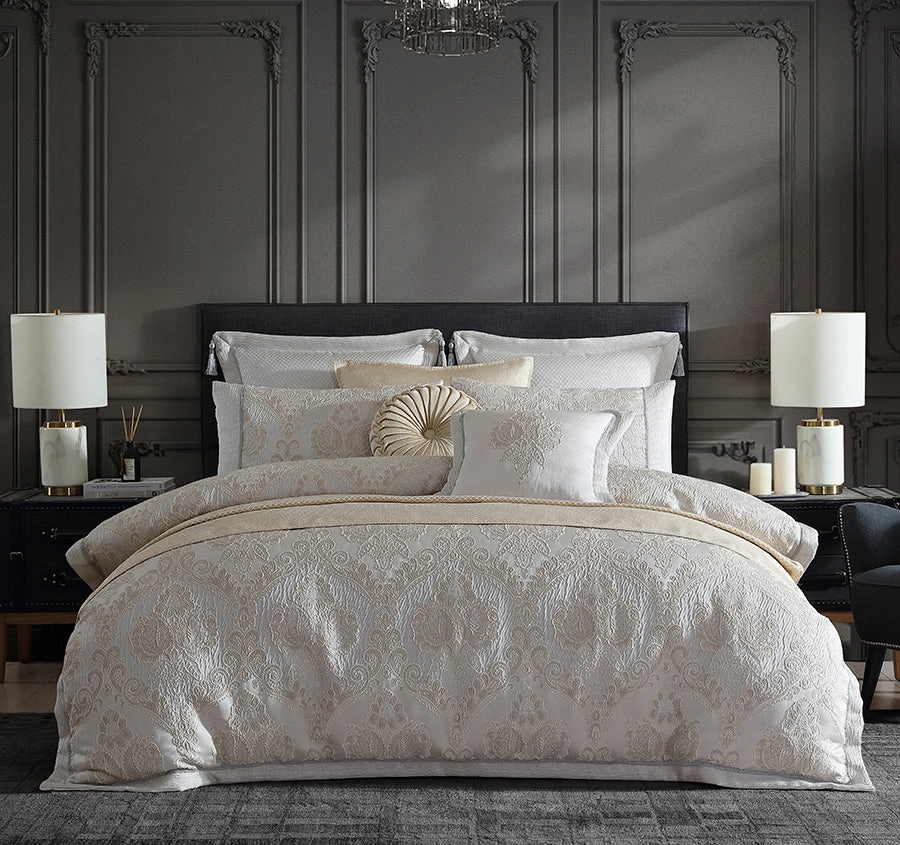 Emerson Quilt Cover Set Range Ivory