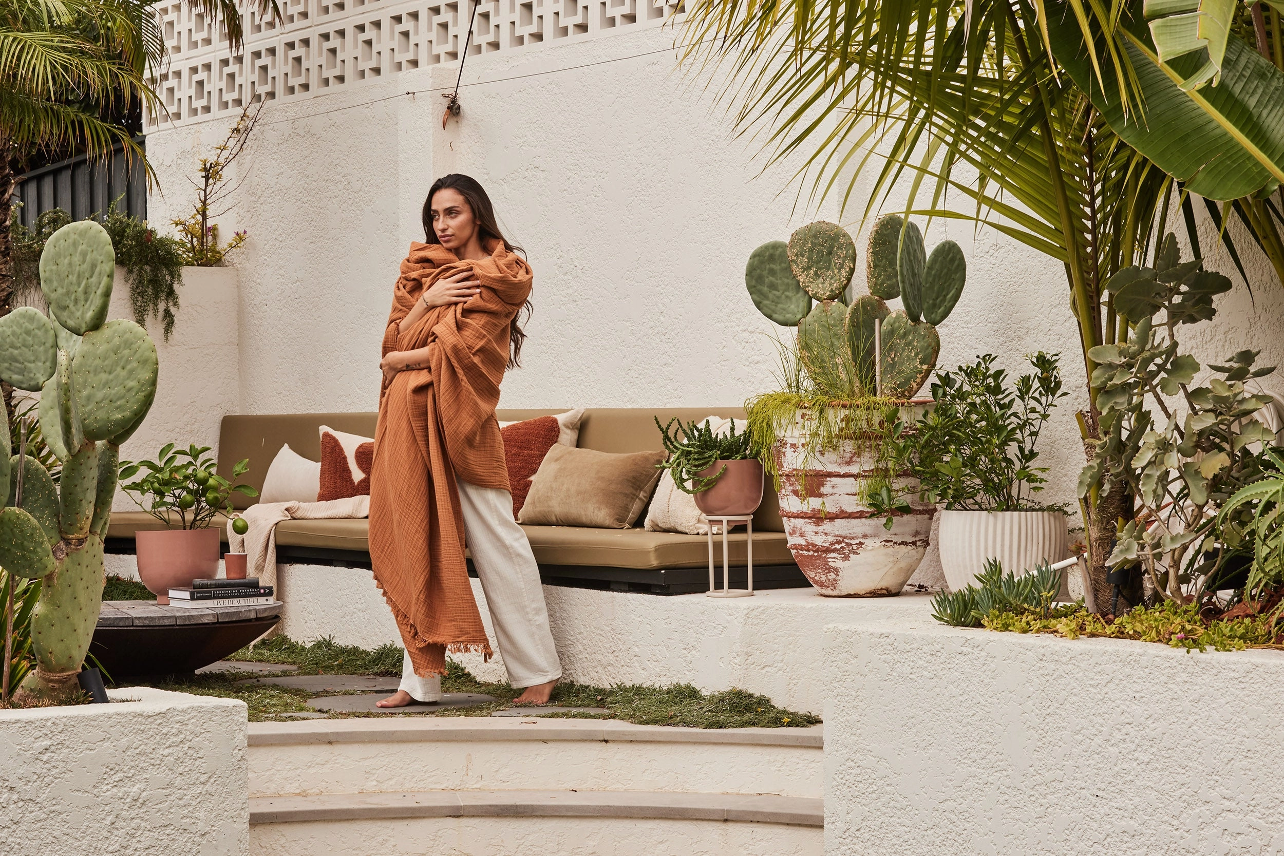 Enes Cotton Throw | Terracotta