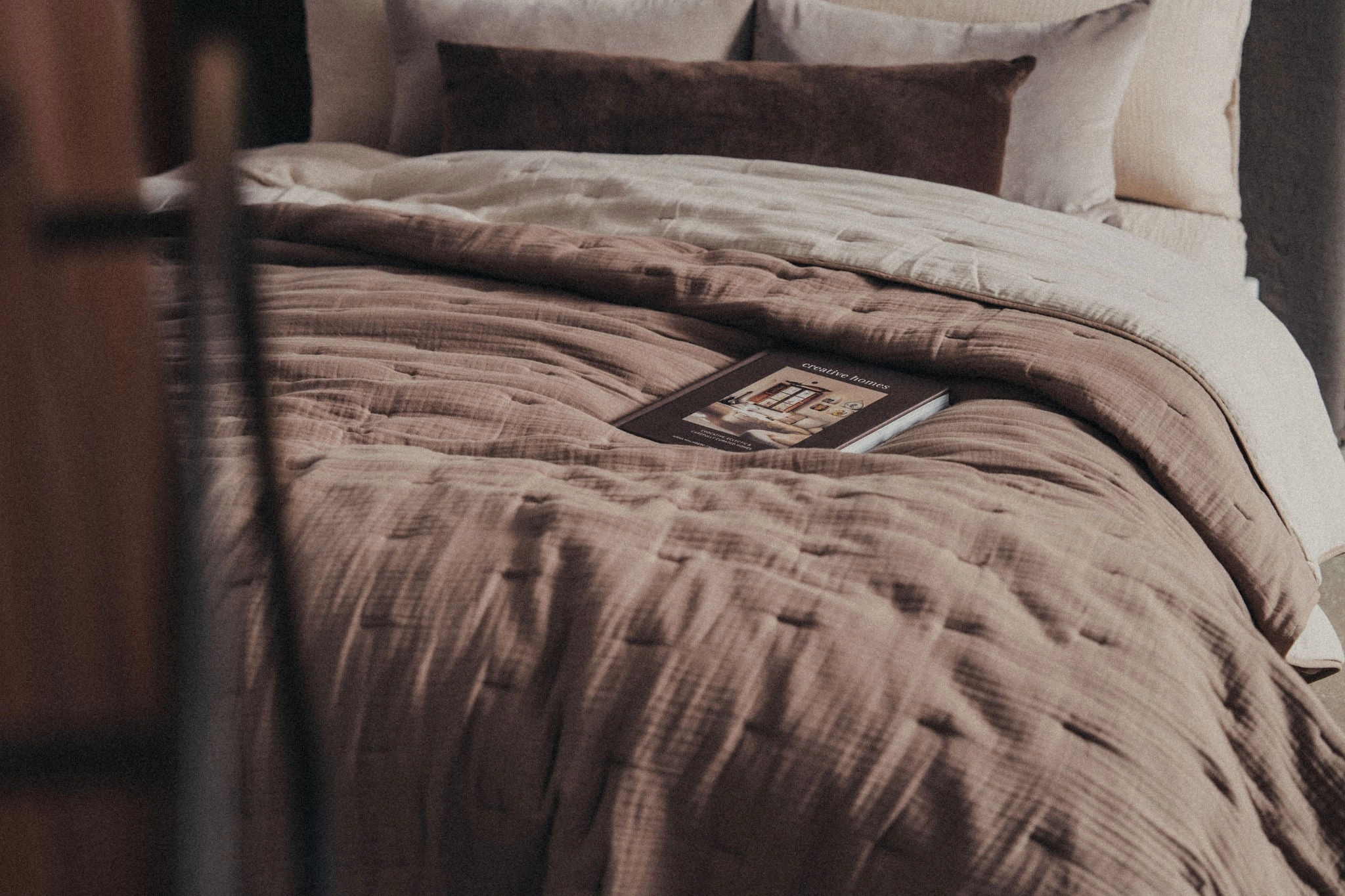 Enes Quilted Bed Cover | Taupe