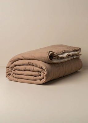 Enes Quilted Bed Cover | Taupe