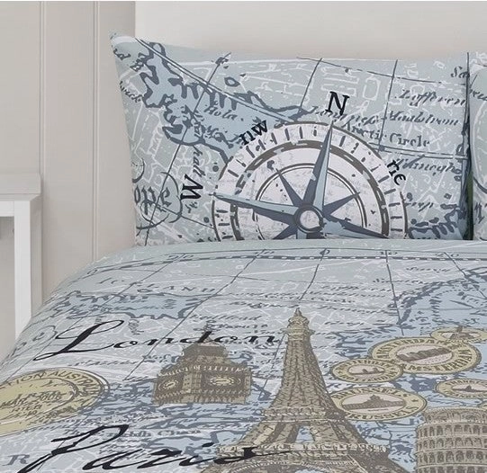 Euro Map Quilt Cover Set by Ardor Retro
