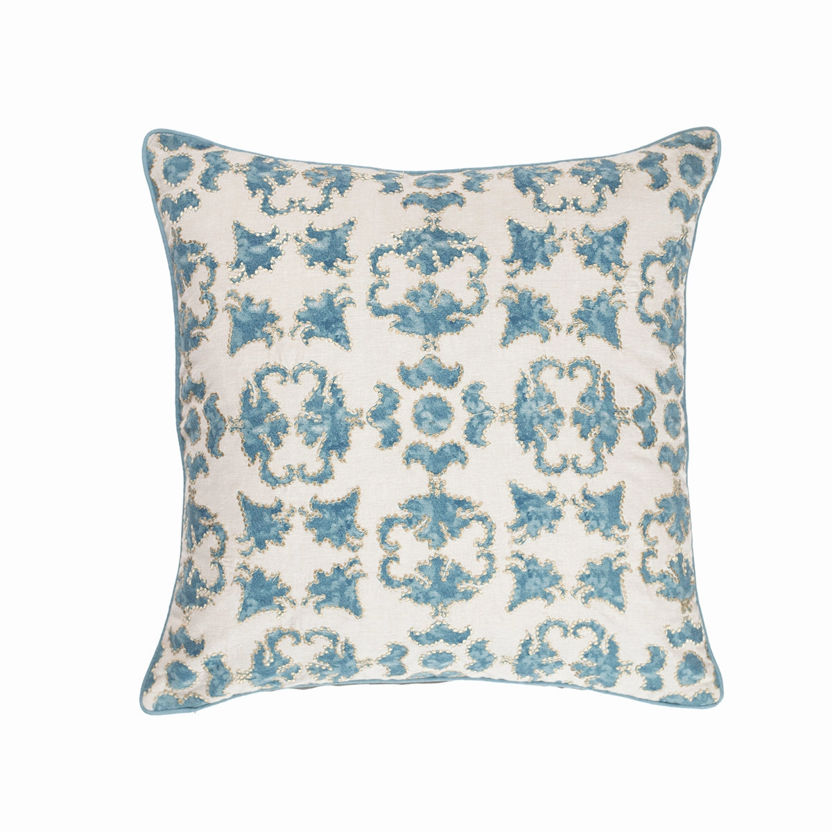 Exotic Heritage Classic Folk Embroidered Turquoise Cushion Cover