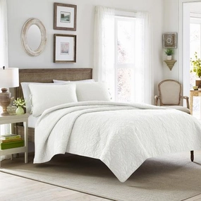 Felicity White Cotton Coverlet Set by Laura Ashley