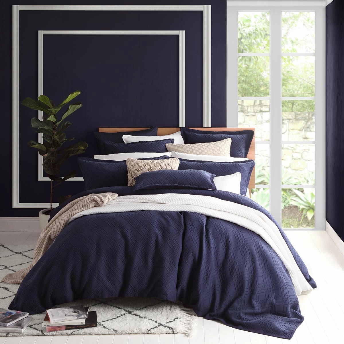 Fitzroy Navy Quilt Cover Set by Private Collection