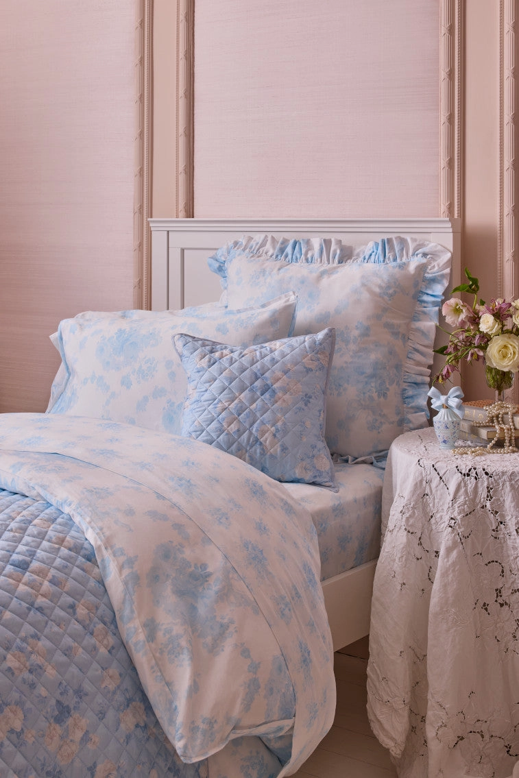 Floral Cotton Sateen Sheet Set - BLUEBELL