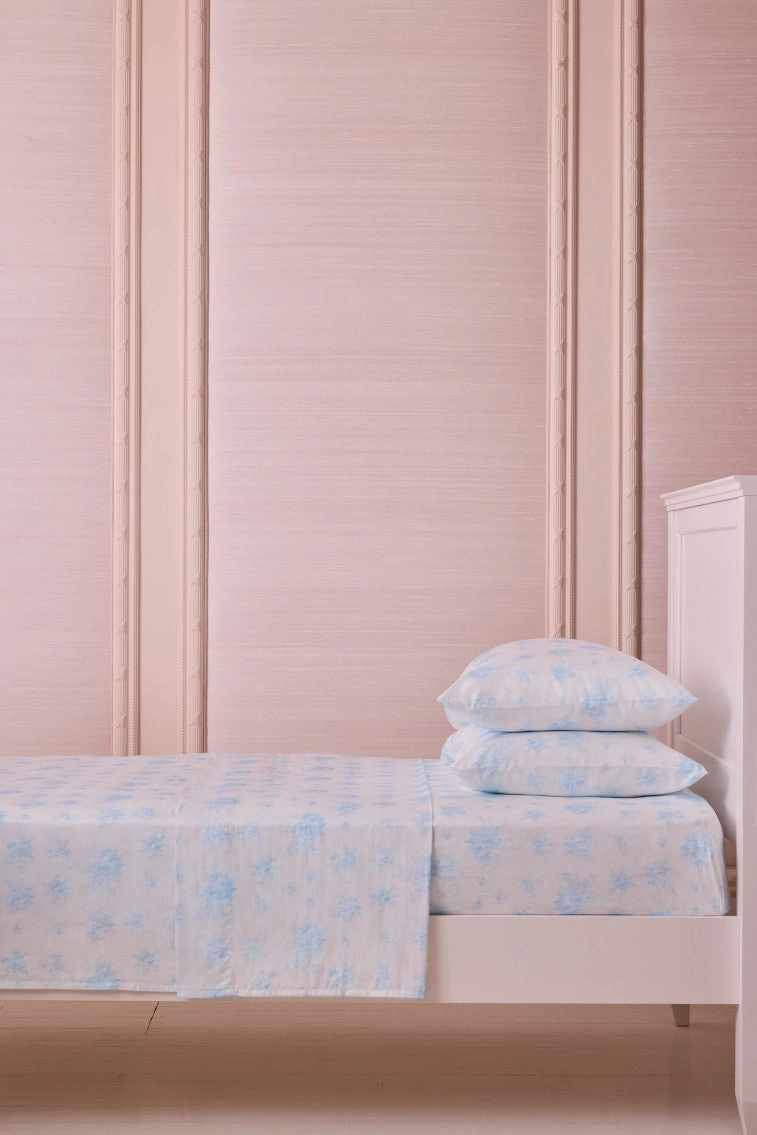 Floral Cotton Sateen Sheet Set - BLUEBELL