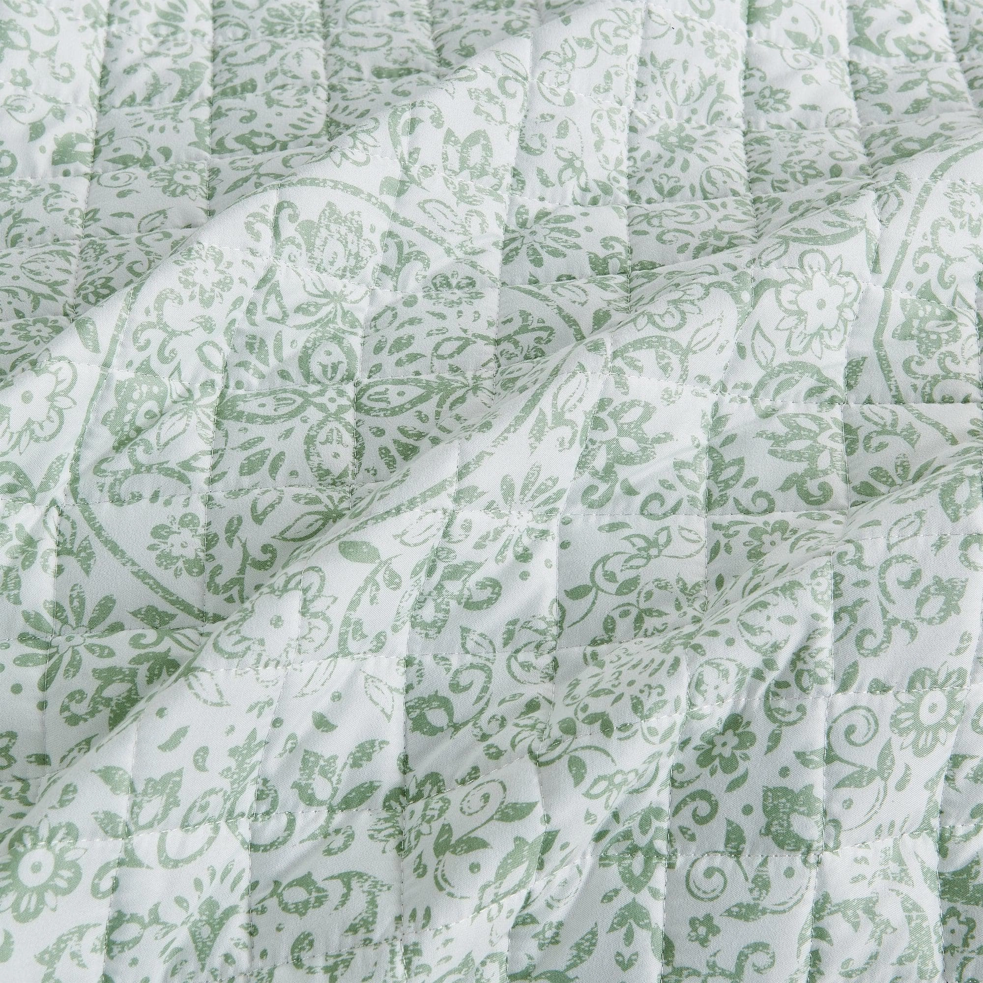 Floral Medallion Printed Microfiber Quilt Set - Kaleigh Collection