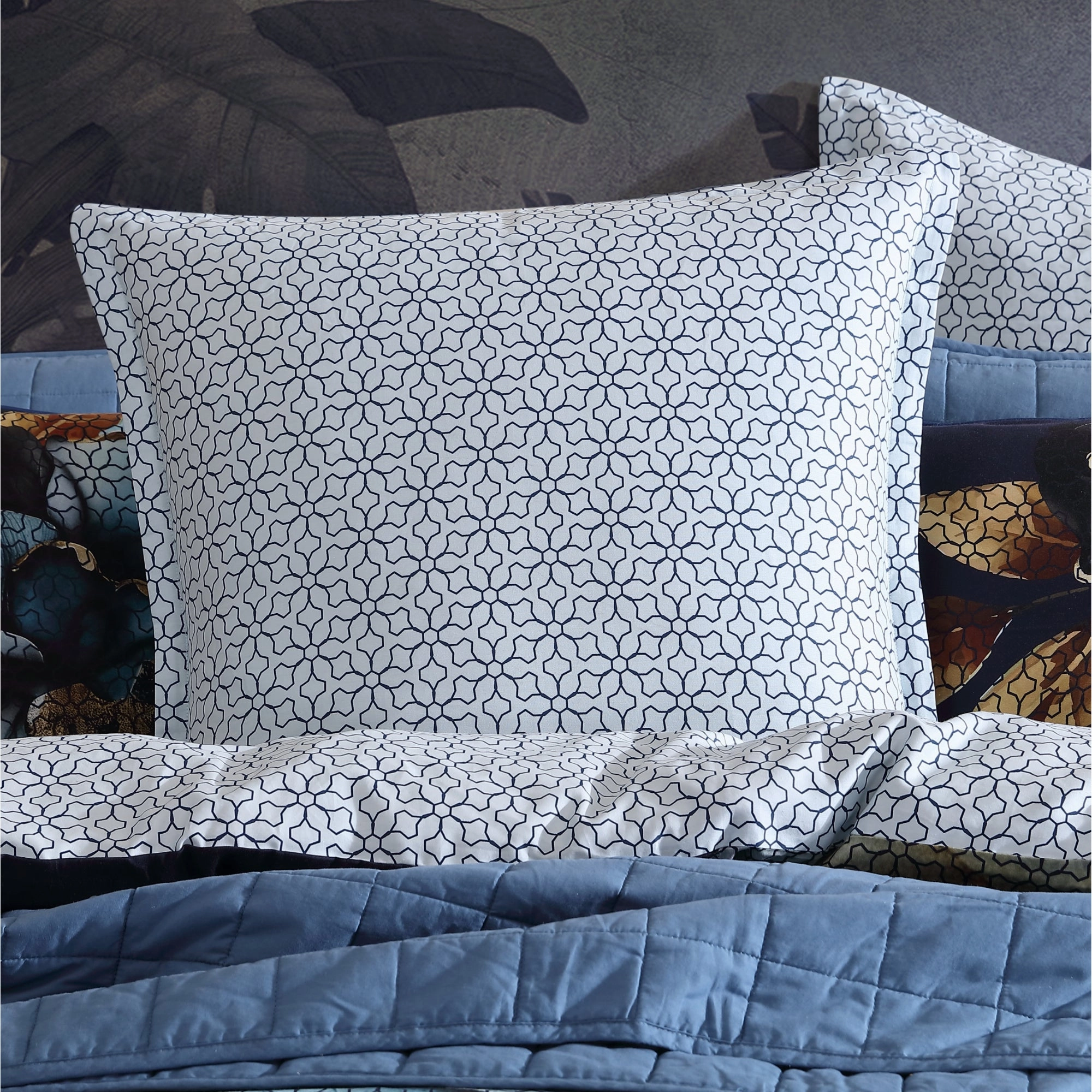 Golden Glow Navy European Pillowcase by Logan and Mason