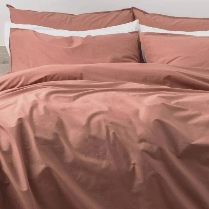Helena 300tc Vintage Stone Washed Quilt cover Set REDWOOD by Renee Taylor