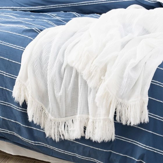 Hudson Vintage Washed Cotton Chenille Blue Quilt Cover Set by Renee Taylor