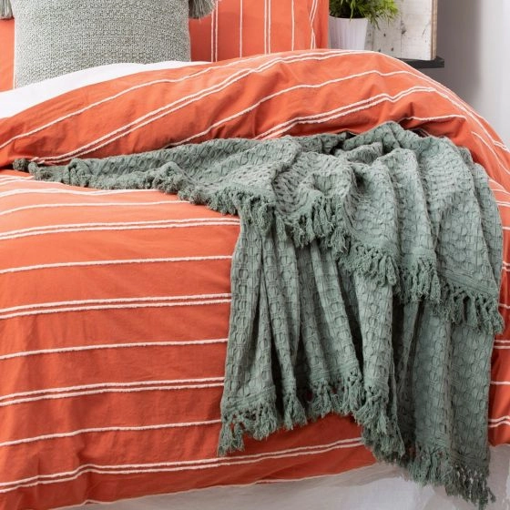 Hudson Vintage Washed Cotton Chenille Paprika Quilt Cover Set by Renee Taylor