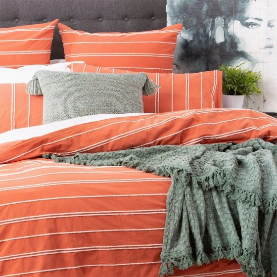 Hudson Vintage Washed Cotton Chenille Paprika Quilt Cover Set by Renee Taylor