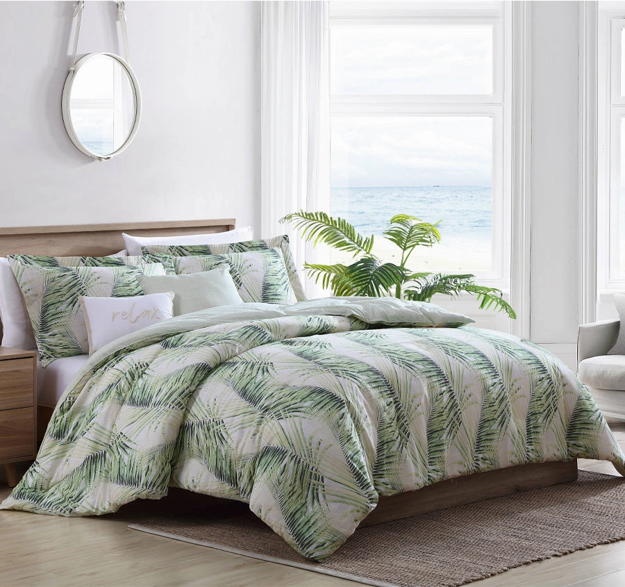Kauai Quilt Cover Set Range Jasmine Green