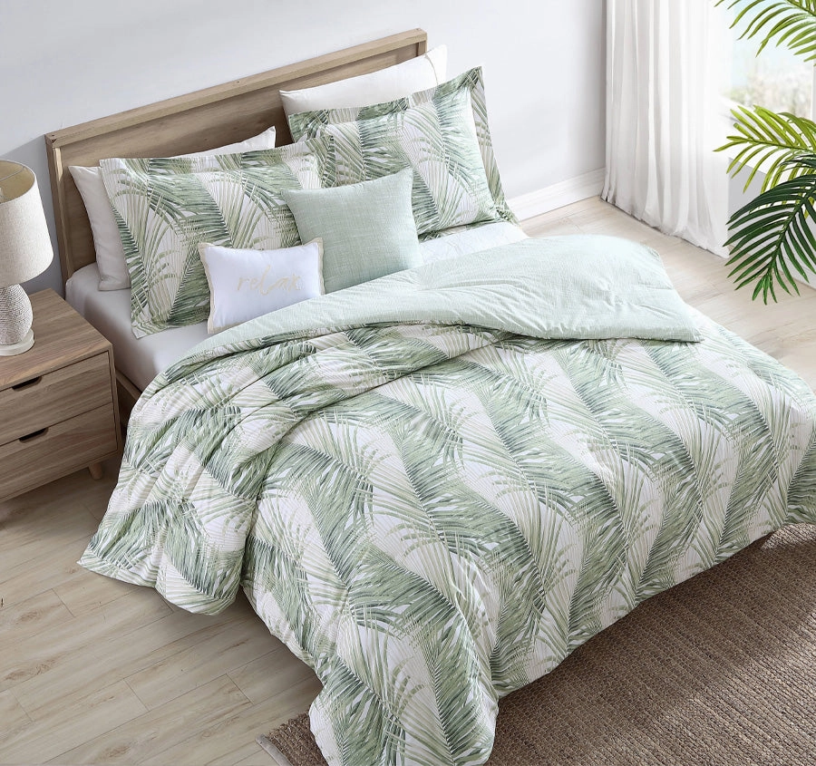 Kauai Quilt Cover Set Range Jasmine Green