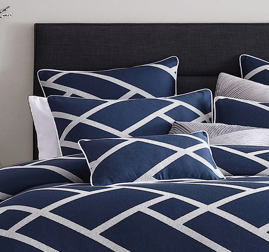 Kennedy Quilt Cover Set Range Navy