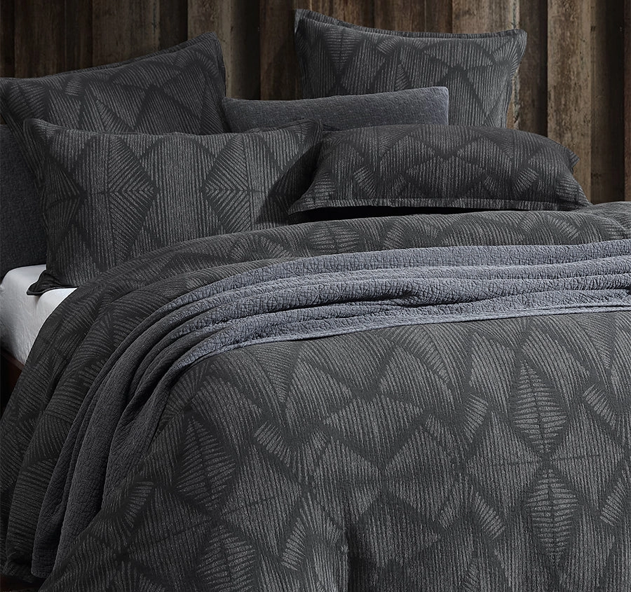 Kenya Quilt Cover Set Range Charcoal