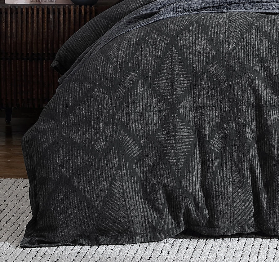 Kenya Quilt Cover Set Range Charcoal