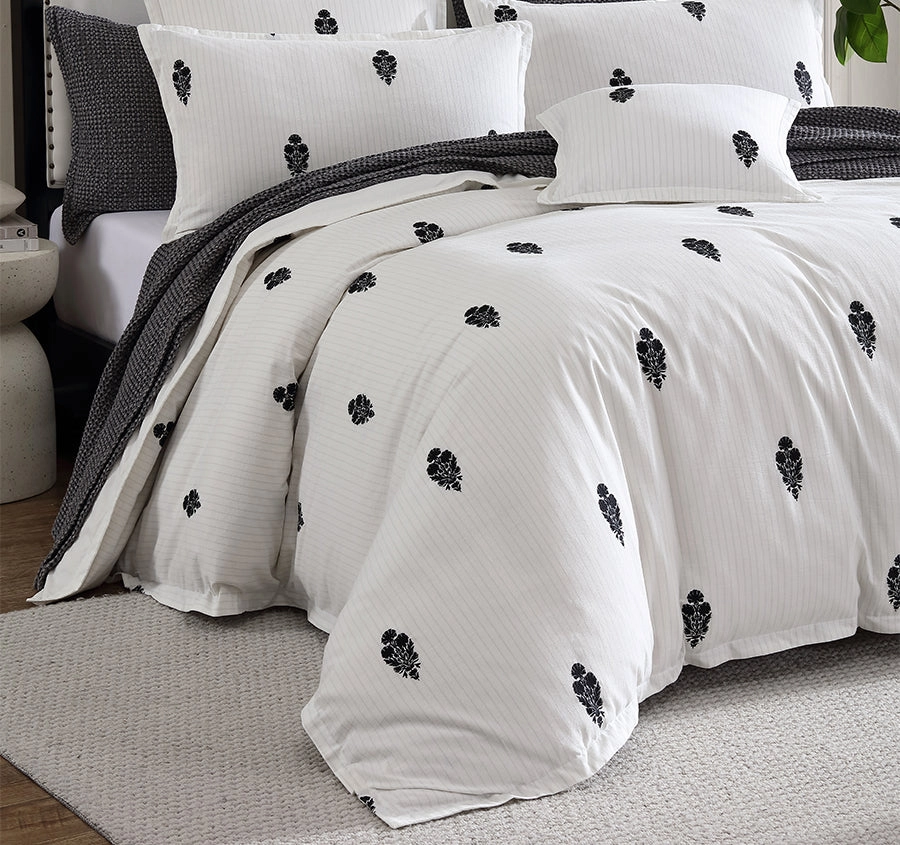 Khari Quilt Cover Set Range Charcoal